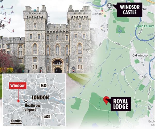 Map of Windsor Castle, location of the Royal Lodge, wher<em></em>e Prince Andrew resides