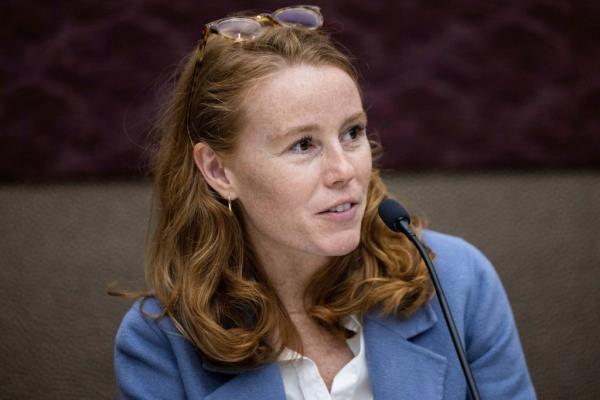 Rebecca Cooke, a candidate for Wisconsin's 3rd Co<em></em>ngressional District seat, attends a candidate's forum on Wednesday, May 1, 2024 in La Crosse, Wis.