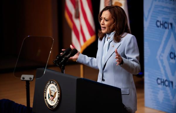 Vice President Kamala Harris delivering a speech at the Co<em></em>ngressional Hispanic Caucus Institute's 47th Annual Leadership Co<em></em>nference in Washington, DC