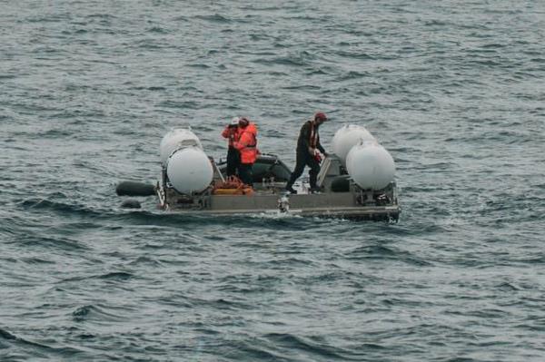 The Titan sub above the surface, before diving.