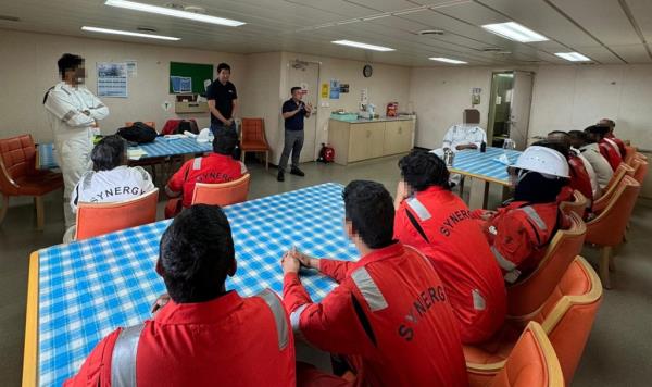 Seafarers aboard the Dali ship