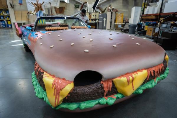 The Good Burgermobile's hamburger hood. 