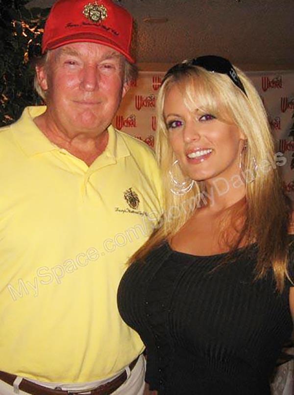 Do<em></em>nald Trump with porn actress Stephanie Clifford, whose stage name is Stormy Daniels from 2006 myspace, the photo was taken in Mid July 2006