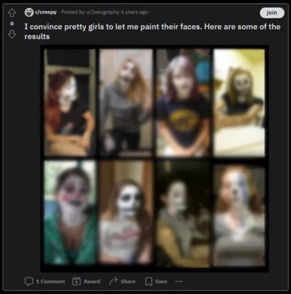 post of woman's faces painted