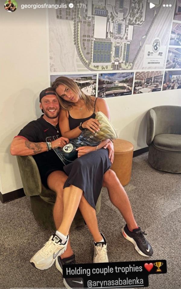 Aryna Sabelnka celebrated her Cincinnati Open win with boyfriend Georgios Frangulis.