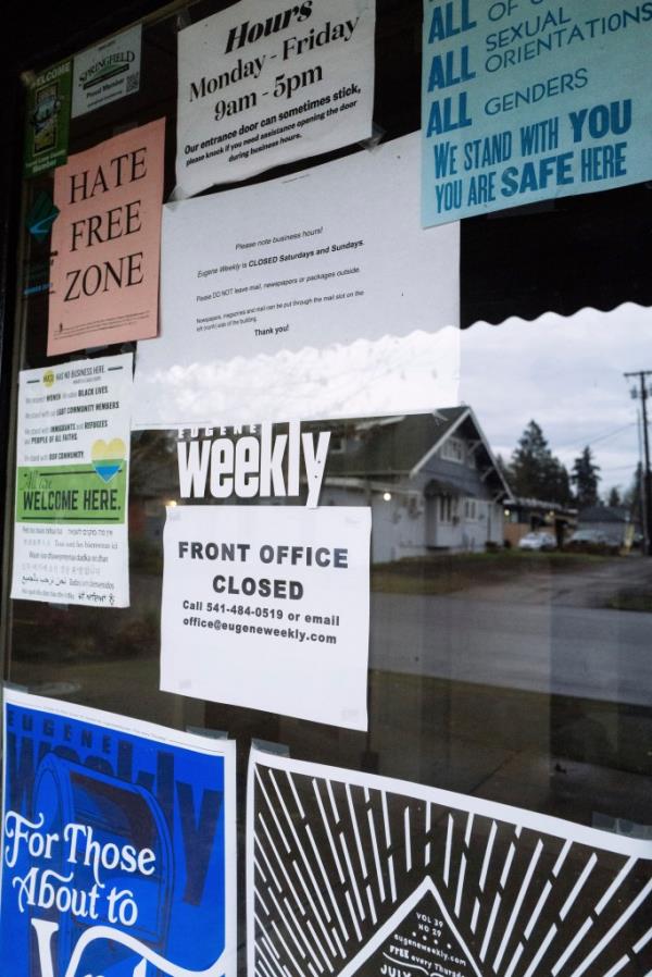 Eugene Weekly office signs