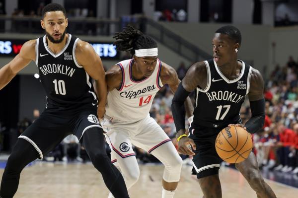 Ben Simmons (l.) and Dennis Schroder will share the court for the Nets this season.