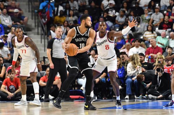 Ben Simmons is pictured during a preseason game for the Nets.