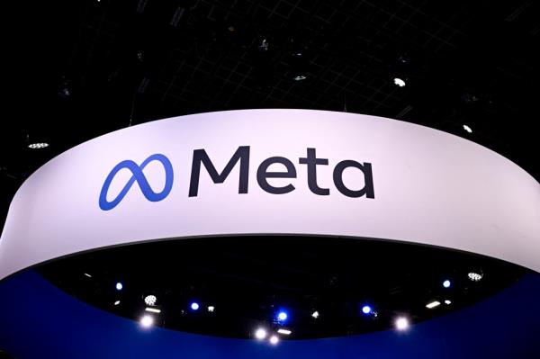 (FILES) A logo of US tech company me<em></em>ta is displayed during the Vivatech technology startups and innovation fair, at the Porte de Versailles exhibition centre in Paris on May 22, 2024. British o<em></em>nline bank Revolut on October 3, 2024, has urged Facebook owner me<em></em>ta to reimburse victims of password security breaches, blasting the US tech giant's data-sharing partnership with several UK banks as 