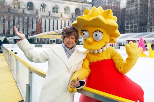 Yeardley Smith (voice of lisa) and character Lisa at Bryant Park.