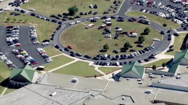 Police outside Apalachee High School.