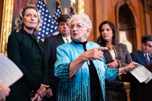 Rep. Virginia Foxx, R-N.C., attends a news co<em></em>nference featuring remarks by college students a<em></em>bout antisemitism on college campuses, in the U.S. Capitol on Tuesday, December 5, 2023.