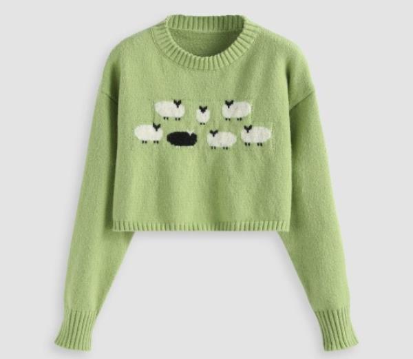 Cider Solid Cute Sheep Sweater, ￡16