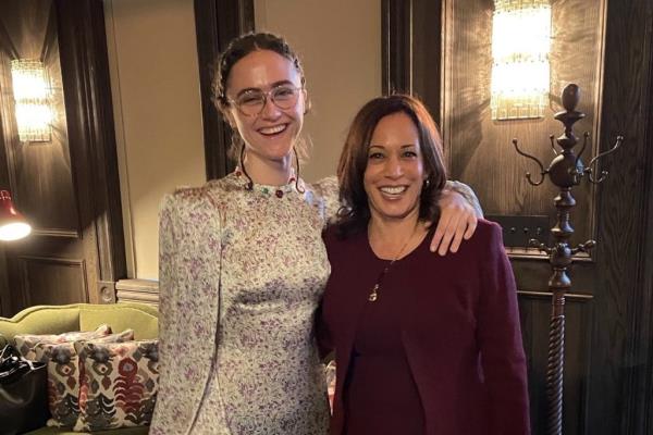 Ella Emhoff poses with step mother Vice President Kamala Harris