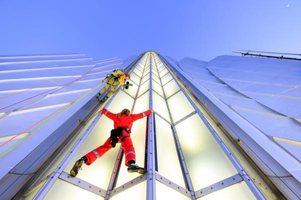 Jared Leto climbing the Empire State Building.