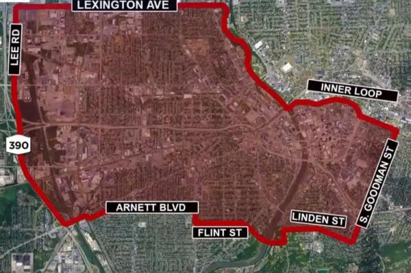 A map of wher<em></em>e a water boil advisory is in effect.