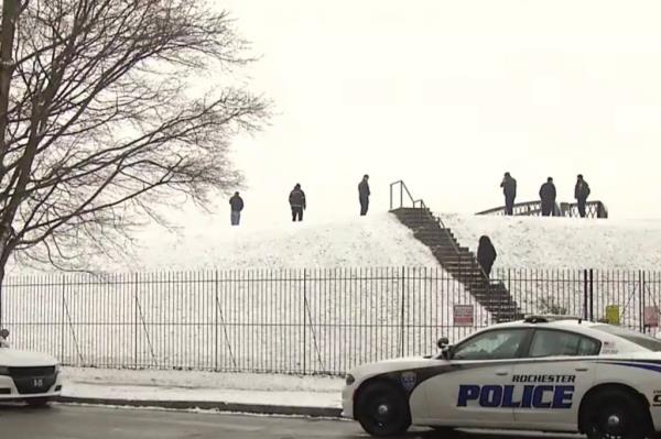 Police at the Highland Park Reservoir.