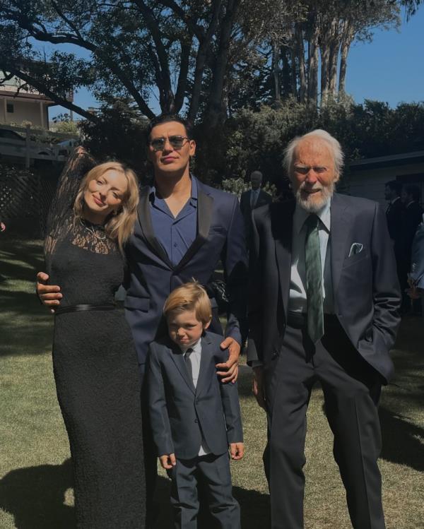 Francesca Eastwood, Alexander Wraith, and Clint Eastwood in an instagram photo posted on June 17, 2024.