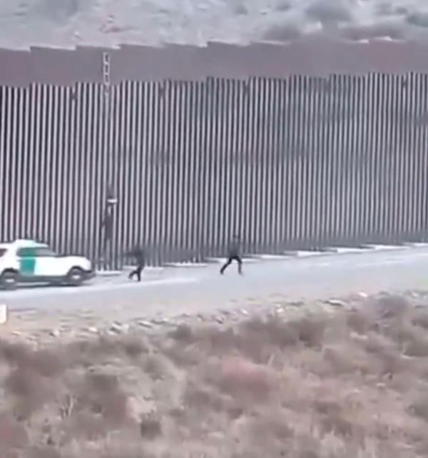 Stills from surveillance video show Border patrol vehicle running over a migrant trying to cross.