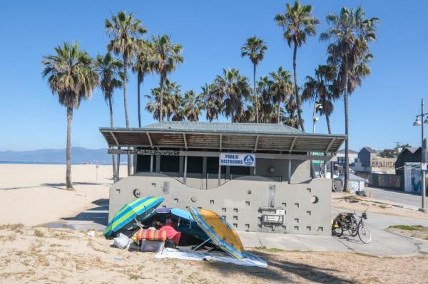 vagrant encampment on the beach