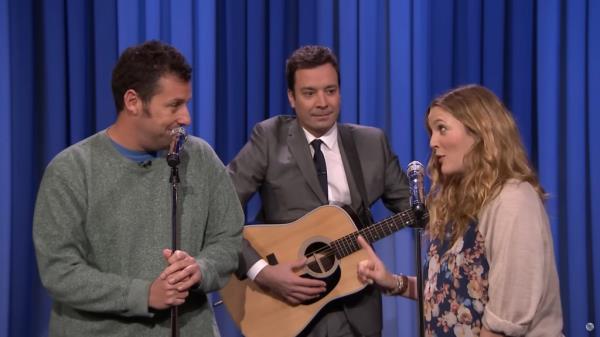 Adam Sandler and Drew Barrymore on 