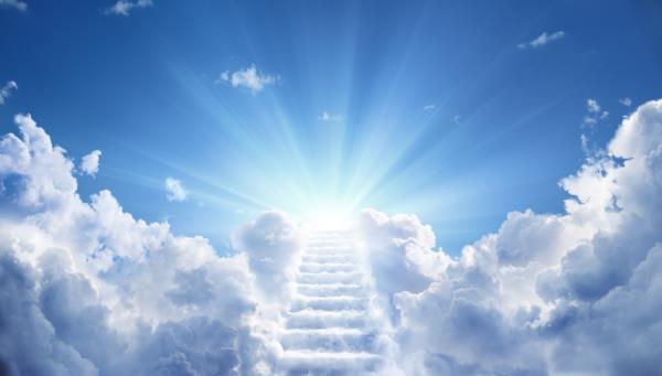 Stairs in sky with light