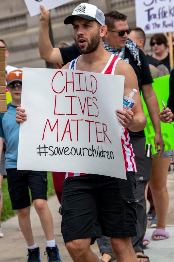 St. Paul, Minnesota, Save our children protest, Protester holding a child lives matter sign.