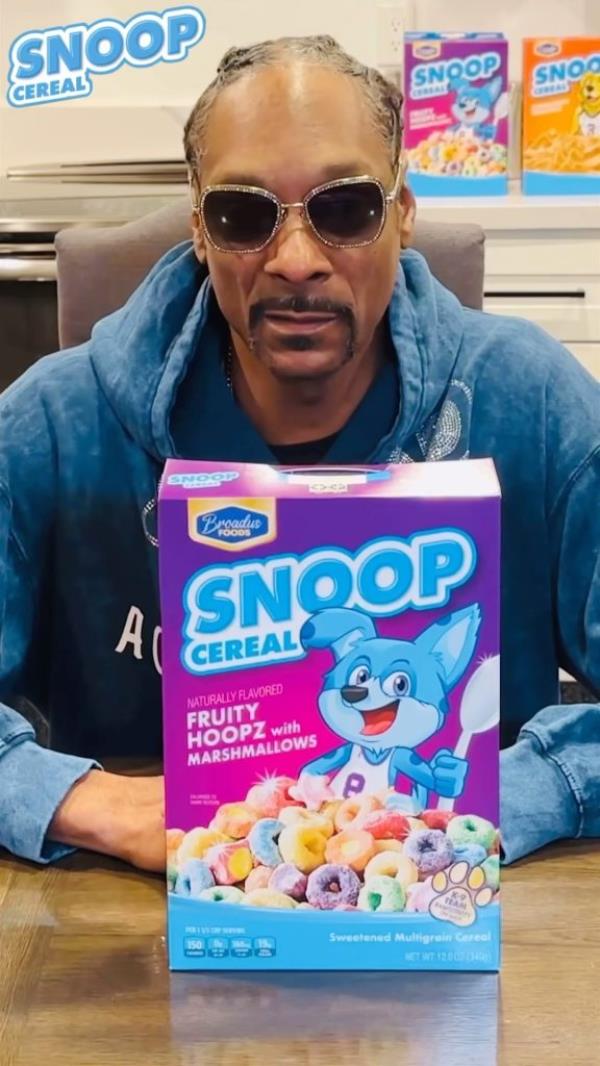 Snoop Dogg with his cereal brand. 