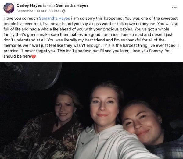 Facebook post remembering Hayes