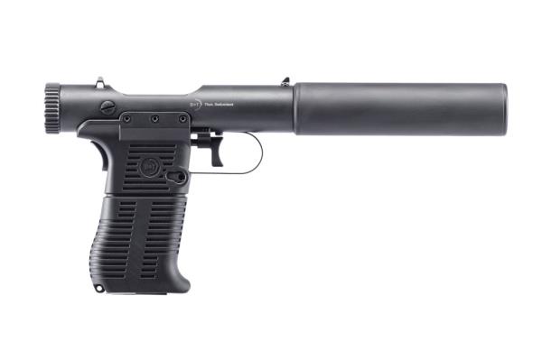 B&T VP9, an update of the Welrod pistol, a suppressed firearm developed during WWII. 