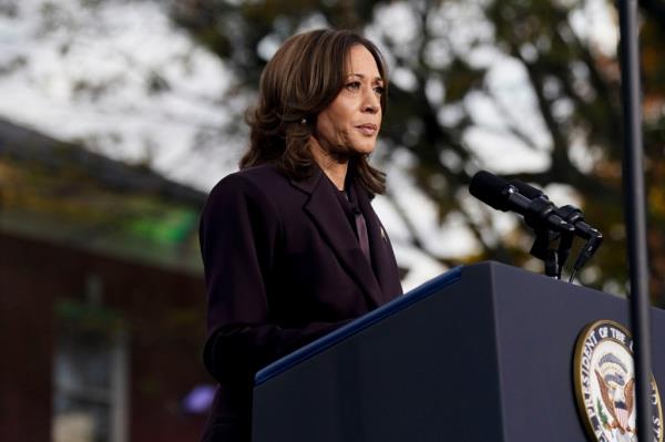 Vice President Kamala Harris speaks at Howard University in Washington, DC, US, on Wednesday, Nov. 6, 2024.