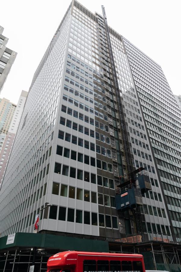 View of the former office building being co<em></em>nverted to housing as residential in Lower Manhattan. 