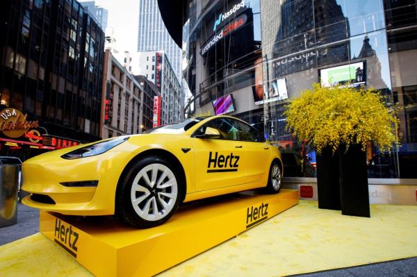  A Hertz Tesla electric vehicle 