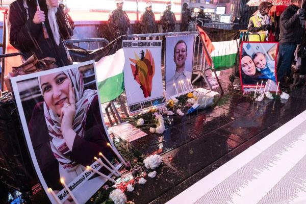 Vigil in Times Square for Aaron Bushnell.