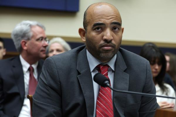 Suspended FBI agent Marcus Allen testifies during a hearing before the Select Subcommittee on the Weapo<em></em>nization of the Federal Government of the House Judiciary Committee at Rayburn House Office Building on May 18, 2023 on Capitol Hill in Washington, DC.