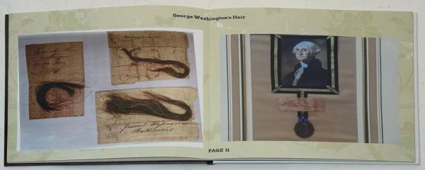 Lock of George Washington's hair displayed on a book, a piece of presidential memorabilia for auction