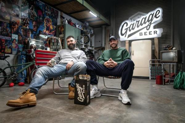 Jason and Travis Kelce in an Instagram post for Garage Beer