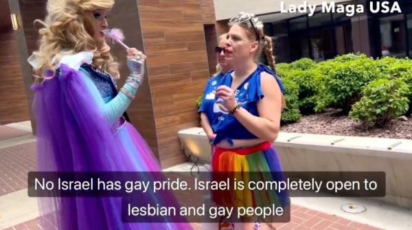 Lady Maga, the fierce Trump-loving drag queen, went viral this week for a video in which she interviewed a participant at Salt Lake City Pride a<em></em>bout her support for Palestine, which is notoriously anti-gay.