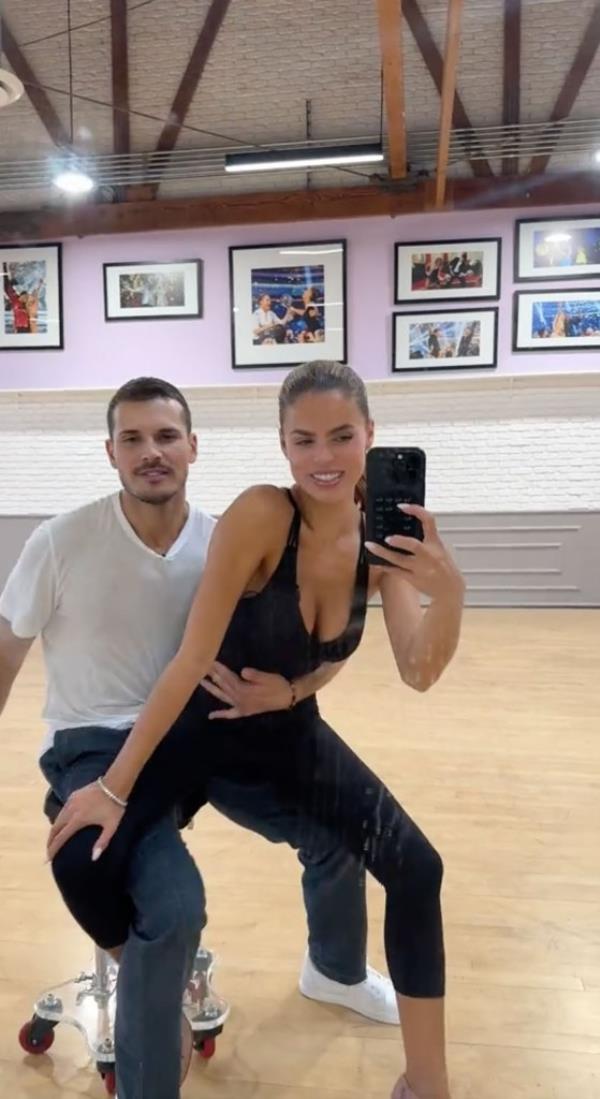 Brooks Nader and Gleb Savchenko rehearsing for 