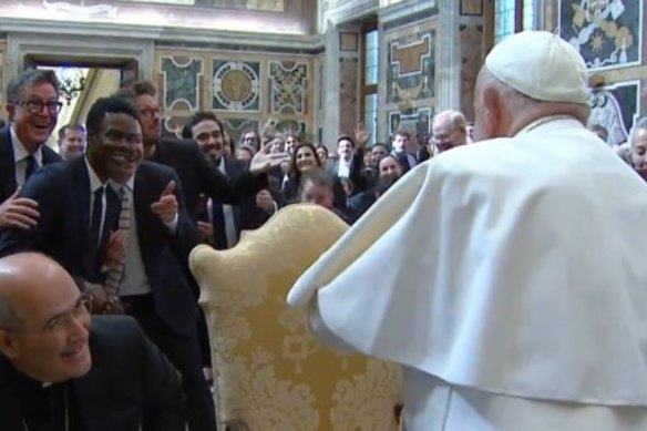 Pope Francis faces Stephen Colbert and Chris Rock, among others.