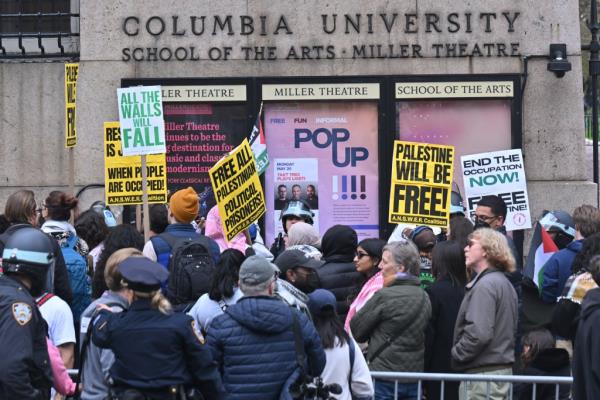 Anti-Israel protesters outside Columbia University this week.