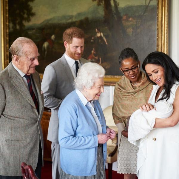 Prince Harry and Meghan Markle are joined by her mother, Doria Ragland, as they show their newborn son, Archie, to Queen Elizabeth II and Prince Philip at Windsor Castle, in Windsor on May 8, 2019.