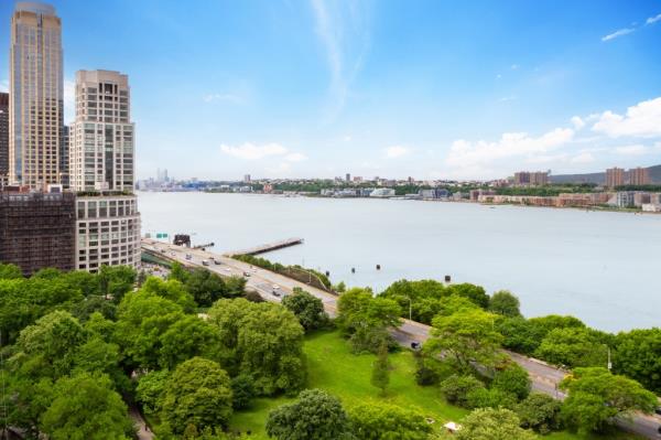 The penthouse comes with a wrap terrace and  river views.