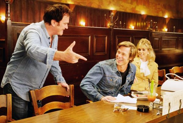 Quentin Tarantino, Brad Pitt, Elise Nygaard Olson, on the set of 