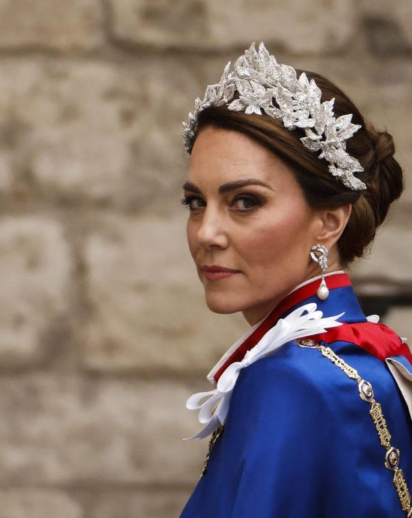 Catherine, Princess of Wales arrives at Westminster Abbey in central London.