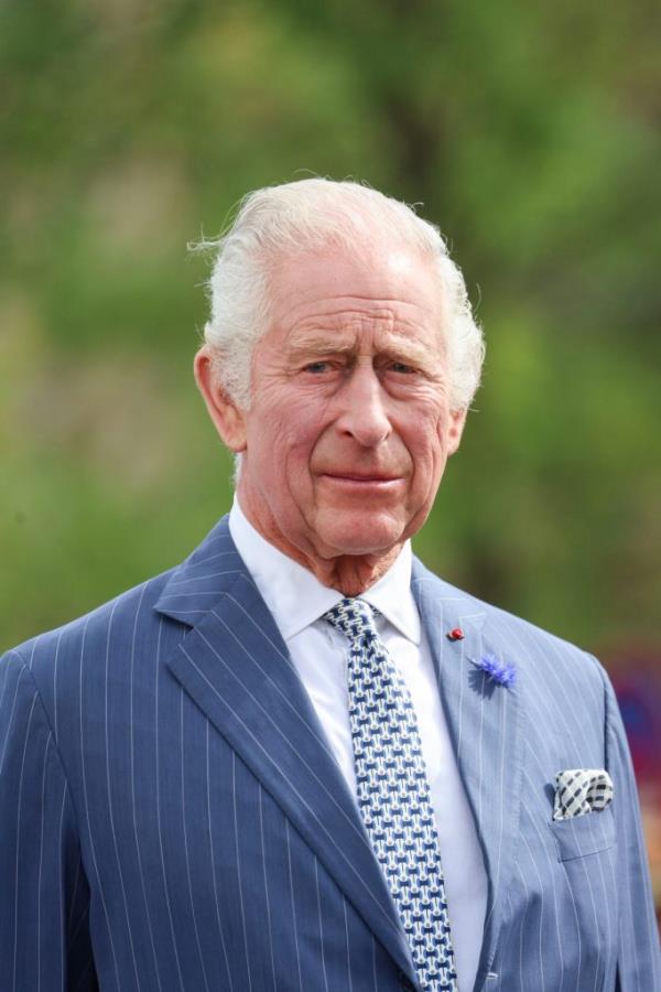 King Charles III looks on during an official welcoming ceremony at the Arc de Triomphe.