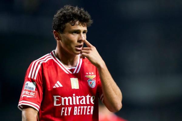 PORTO, PORTUGAL - AUGUST 14: Joao Neves of SL Benfica reacts during the Liga Portugal Betclic match between Boavista and SL Benfica at Estadio do Bessa XXI on August 14, 2023 in Porto, Portugal. (Photo by Jose Manuel Alvarez/Quality Sport Images/Getty Images)