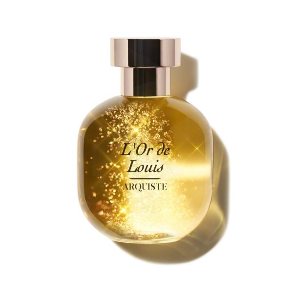 A bottle of 'LaOr de Louis' eau de parfum with gold liquid, priced $245, available at Arquiste.com