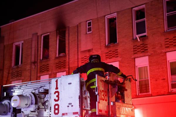 The scene of a fire at 37-67 93 Street in Jackson Heights, Queens. 