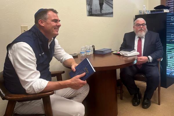 Gov Kevin Stitt meets with Rabbi Ovadia Goldman after the Hamas attacks  to show his support of Oklahoma?s Jewish community.